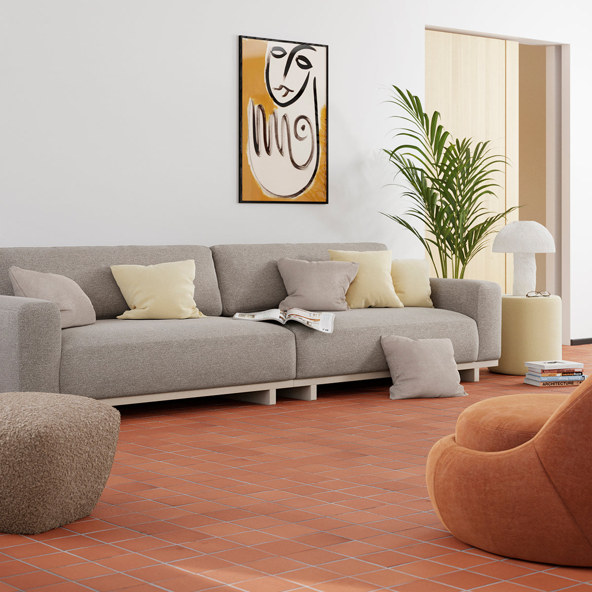 Aya Fabric 3.5 Seater Sofa