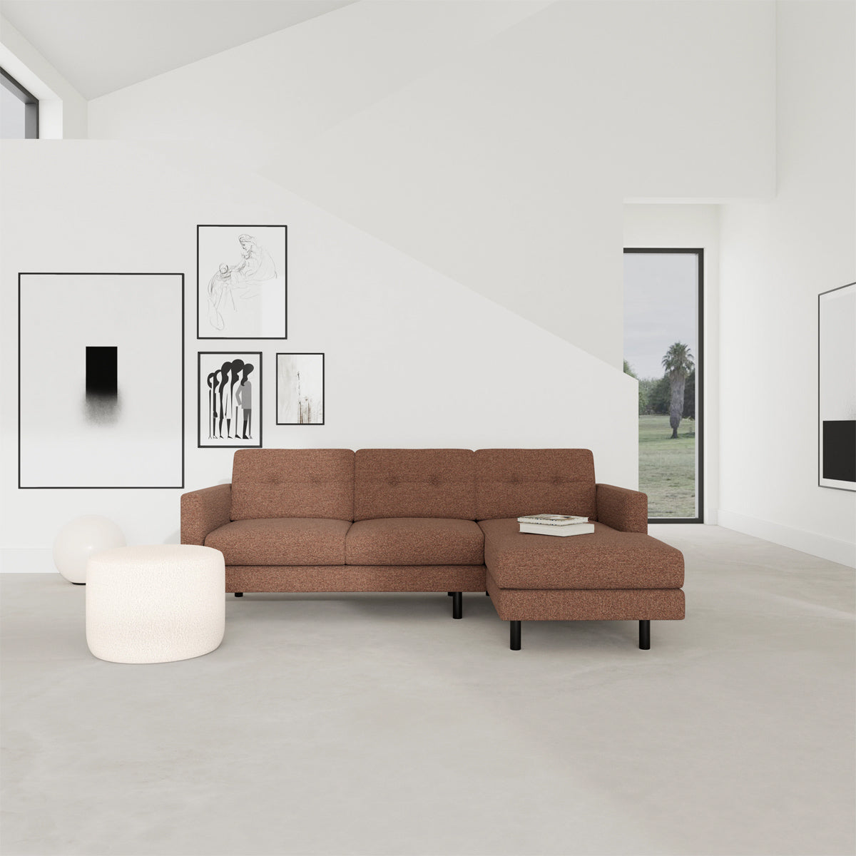 Conrad Boucle Right Chaise Sofa