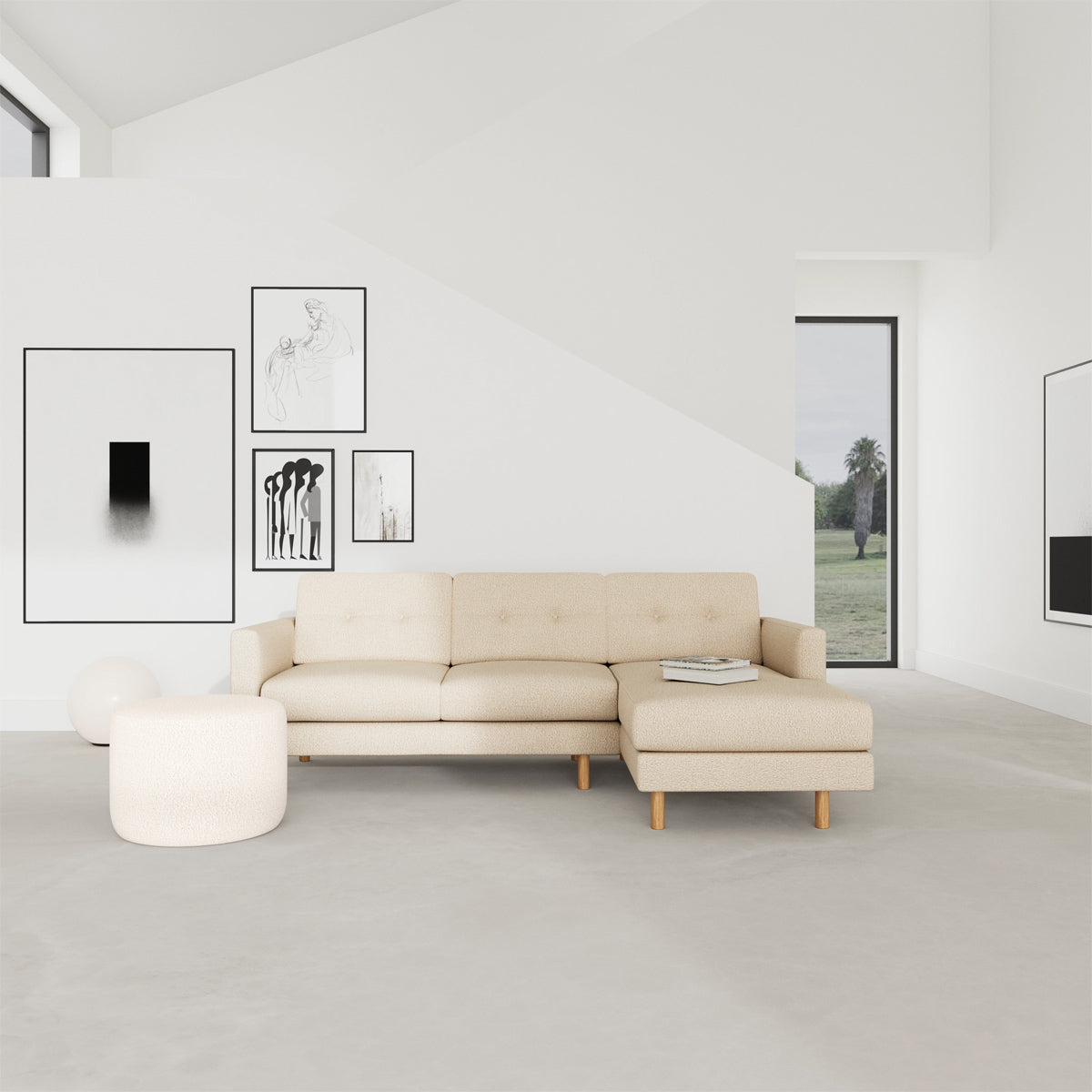 Conrad Boucle Right Chaise Sofa