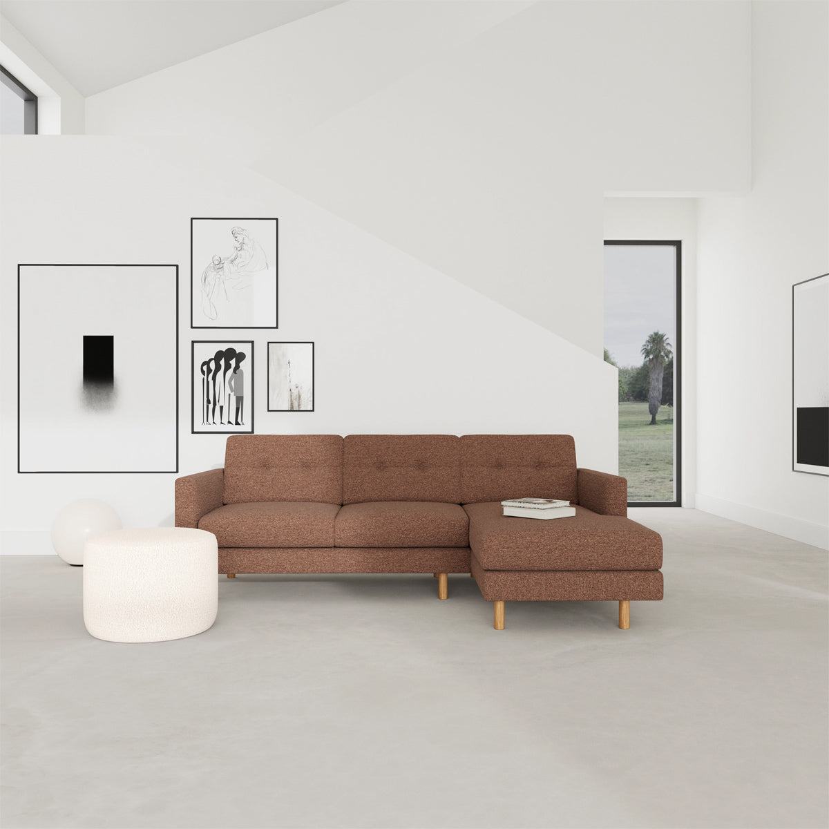 Conrad Boucle Right Chaise Sofa