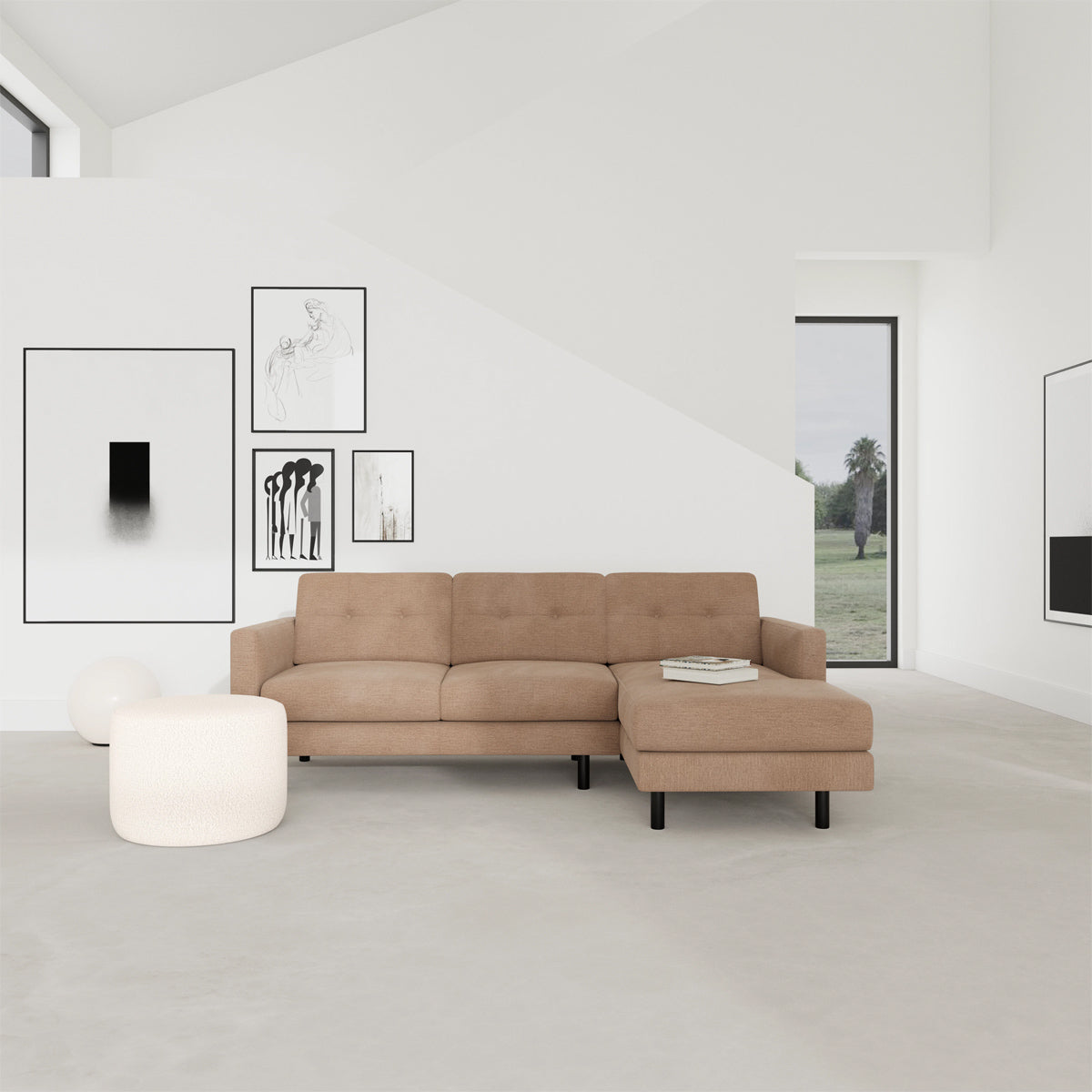 Conrad Fabric Right Chaise Sofa