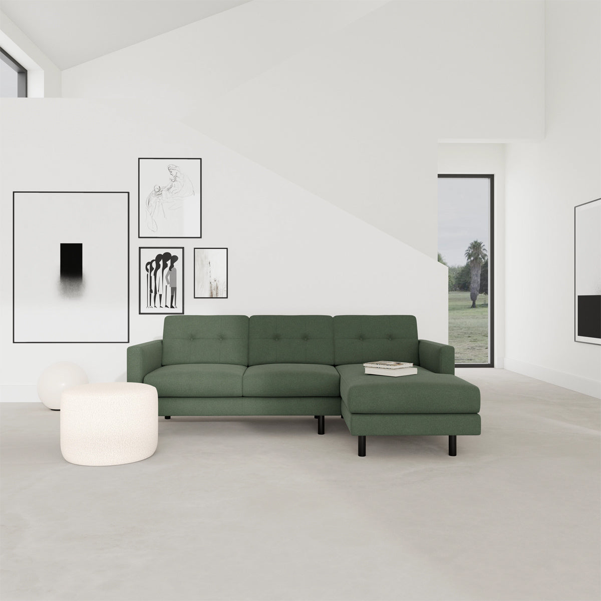 Conrad Fabric Right Chaise Sofa