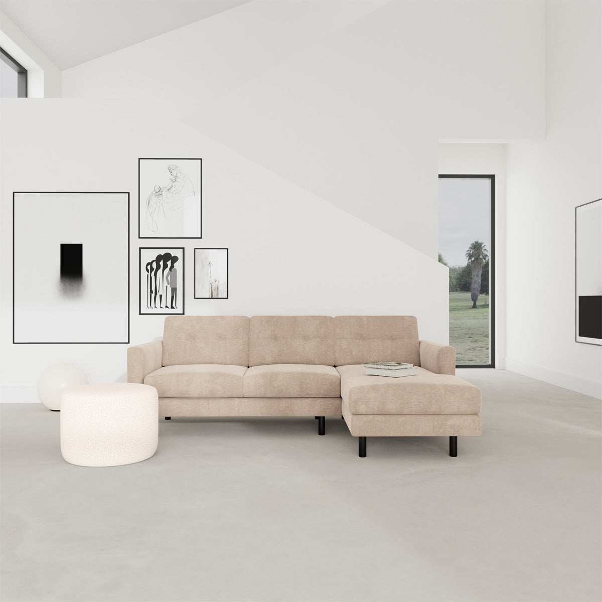 Conrad Fabric Right Chaise Sofa