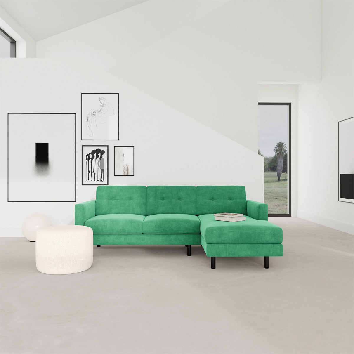 Conrad Fabric Right Chaise Sofa
