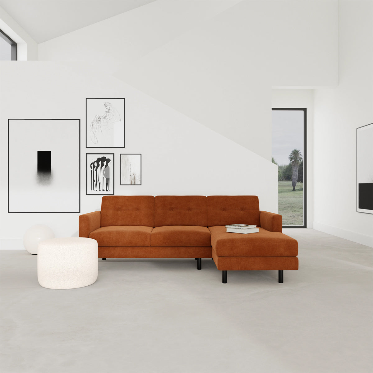 Conrad Fabric Right Chaise Sofa