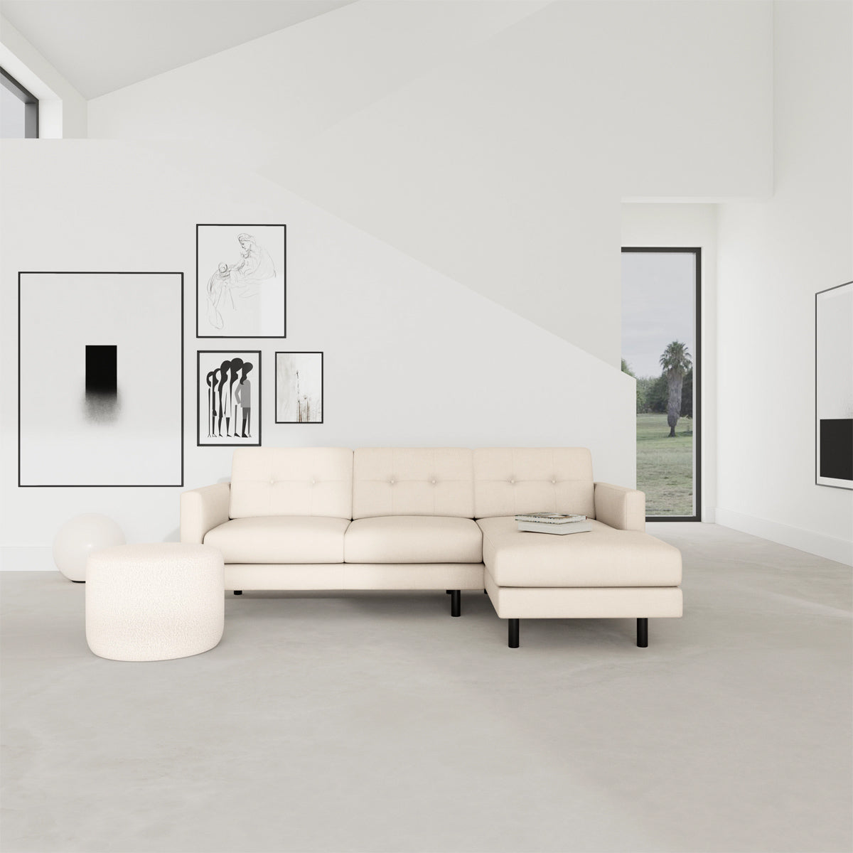 Conrad Fabric Right Chaise Sofa