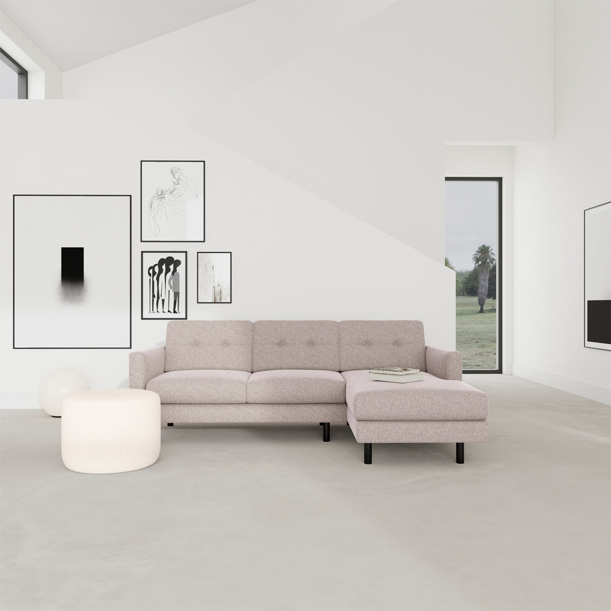 Conrad Fabric Right Chaise Sofa