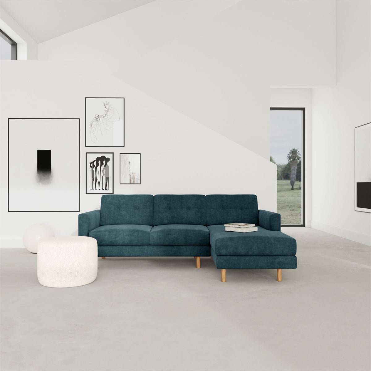 Conrad Fabric Right Chaise Sofa