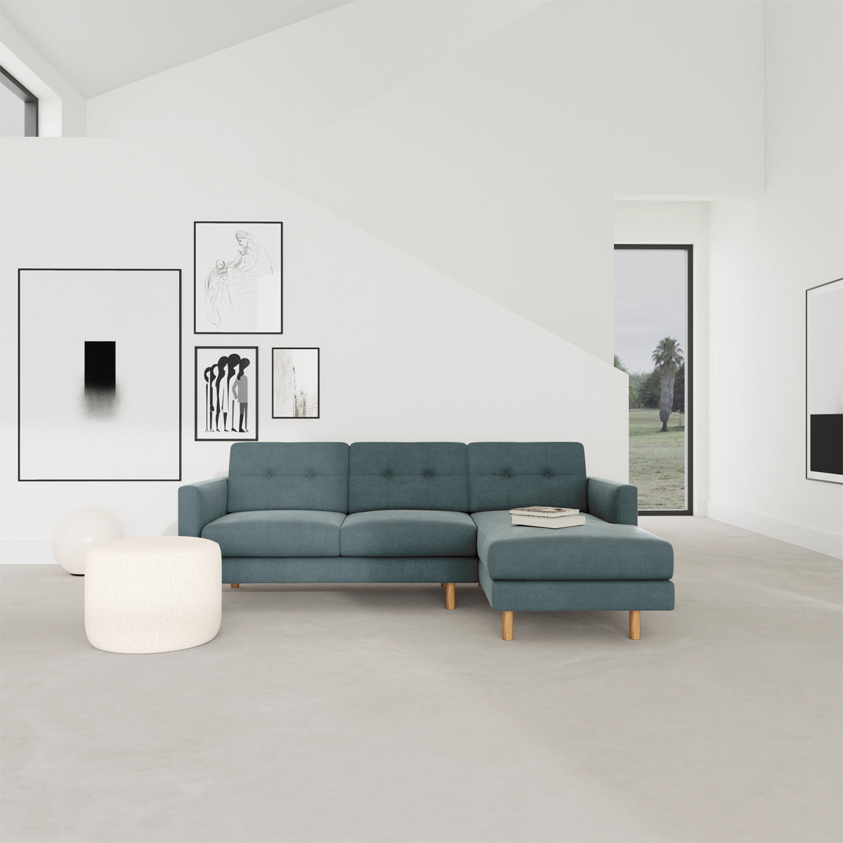 Conrad Fabric Right Chaise Sofa