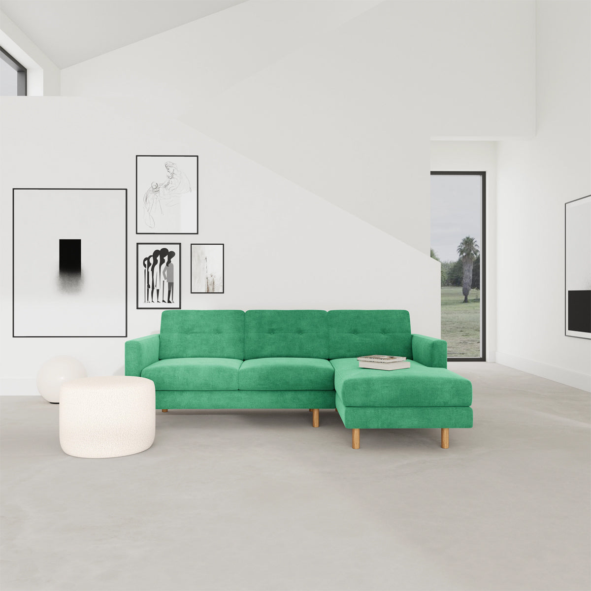 Conrad Fabric Right Chaise Sofa