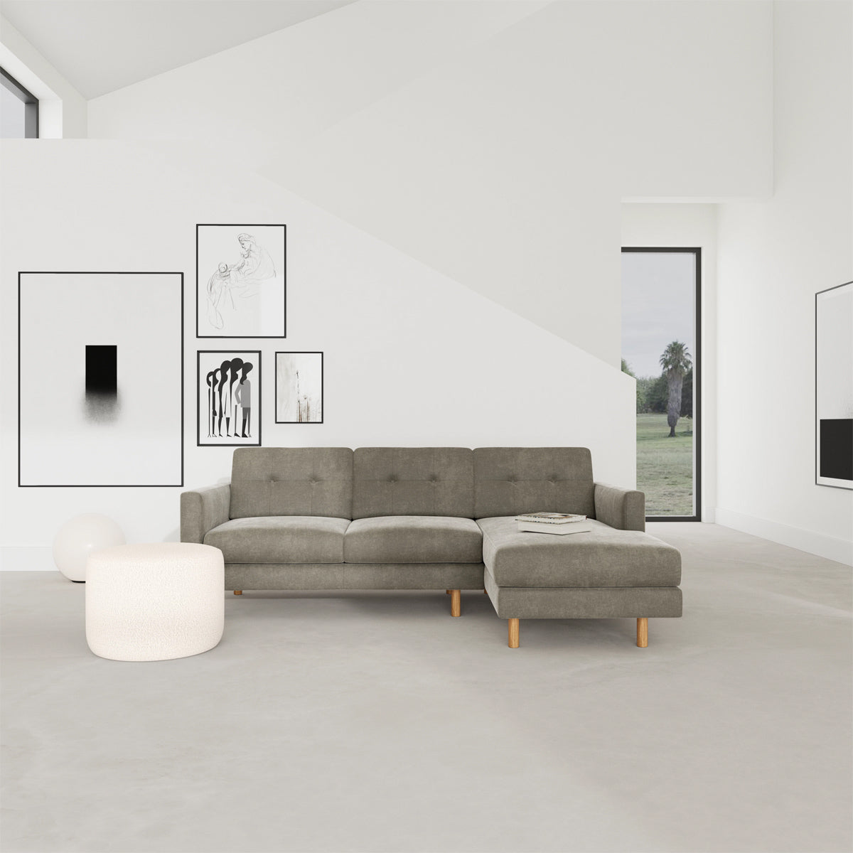 Conrad Fabric Right Chaise Sofa
