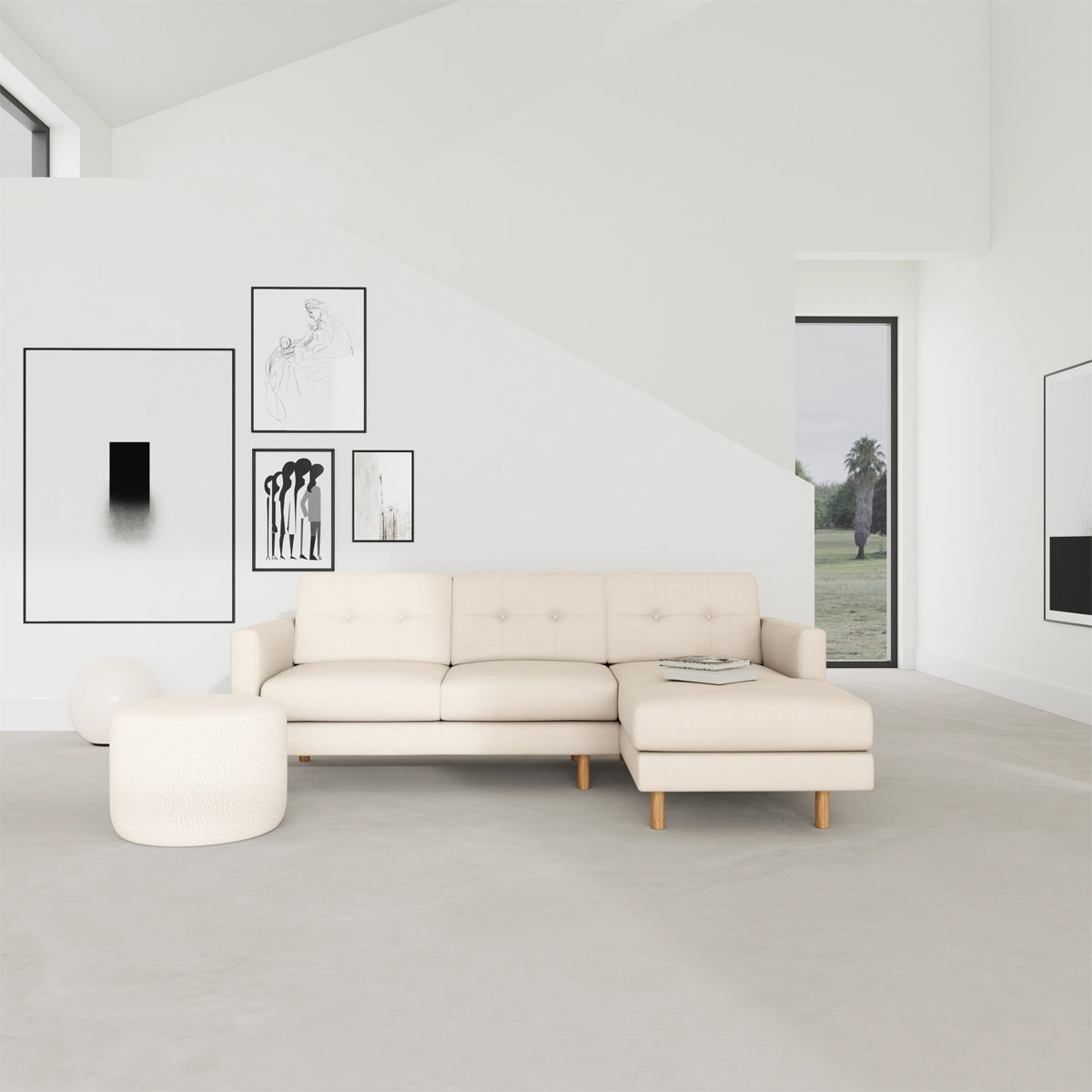 Conrad Fabric Right Chaise Sofa
