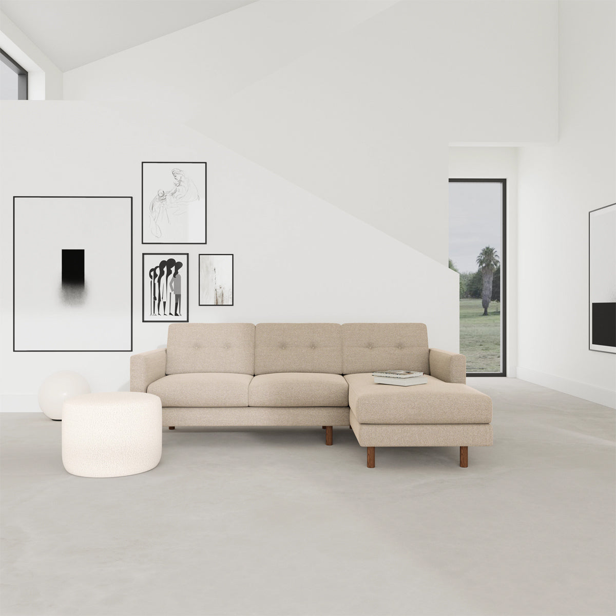 Conrad Fabric Right Chaise Sofa