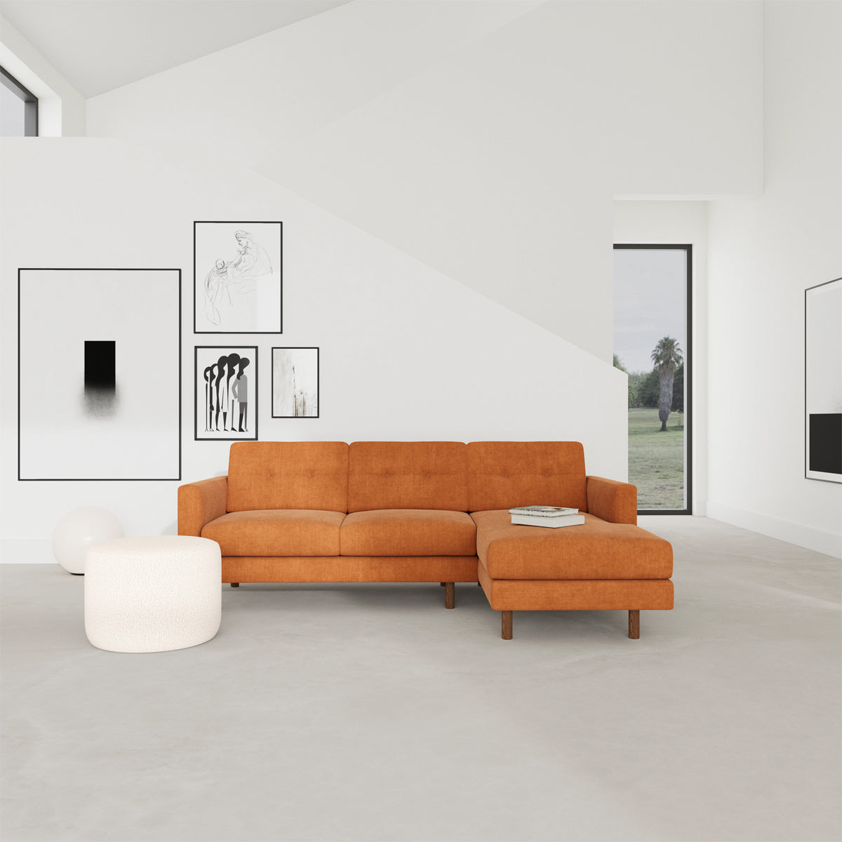 Conrad Fabric Right Chaise Sofa