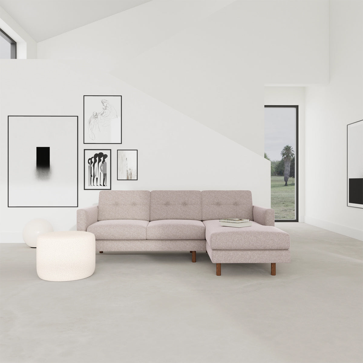 Conrad Fabric Right Chaise Sofa