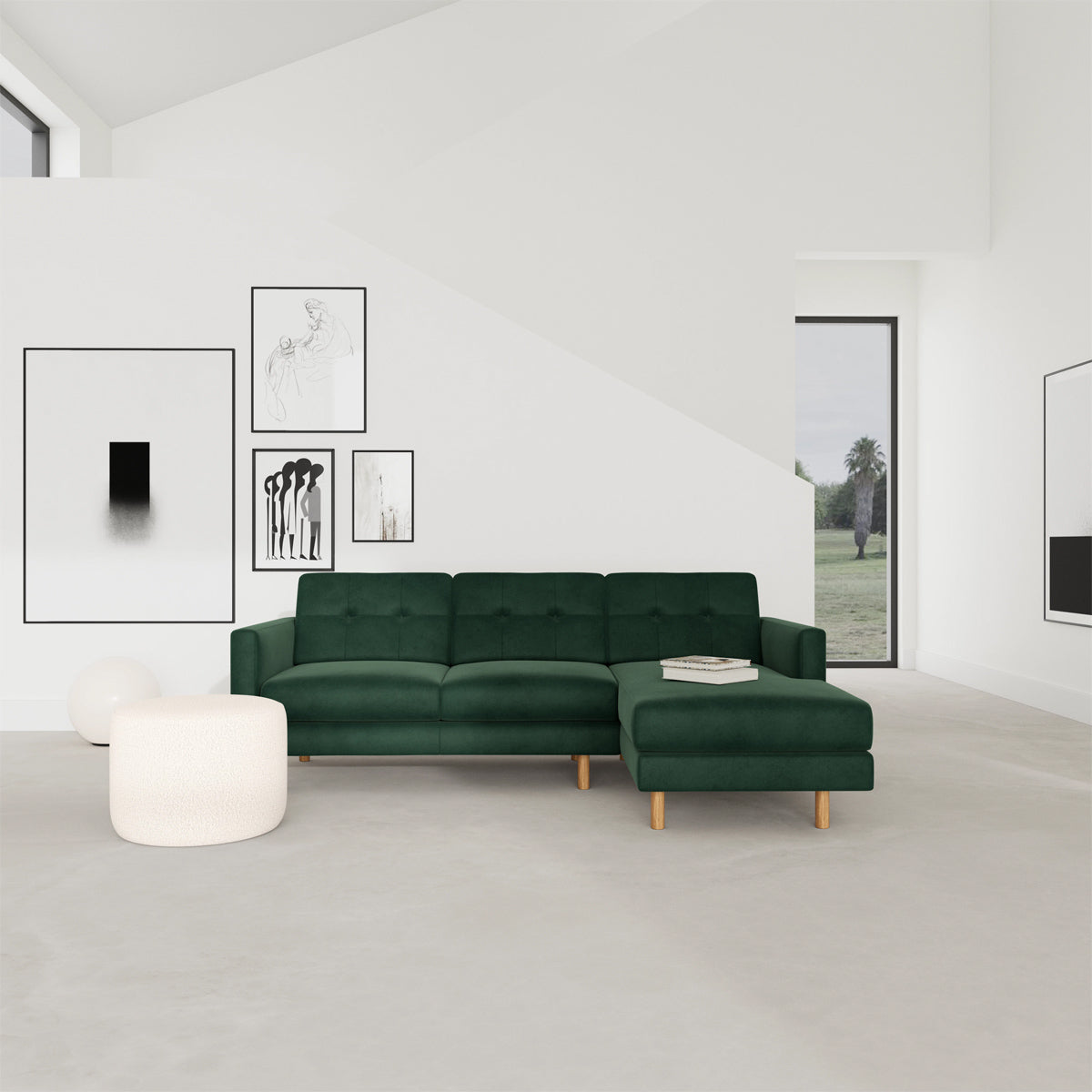 Conrad Velvet Right Chaise Sofa