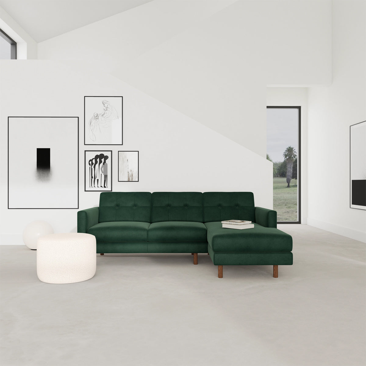 Conrad Velvet Right Chaise Sofa