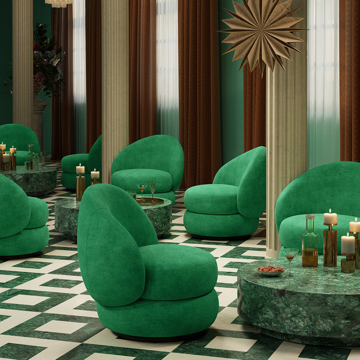 Alma Fabric Swivel Armchair