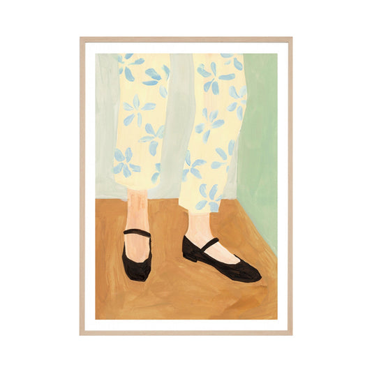 Dancing Shoes Mustard Portrait Art Print