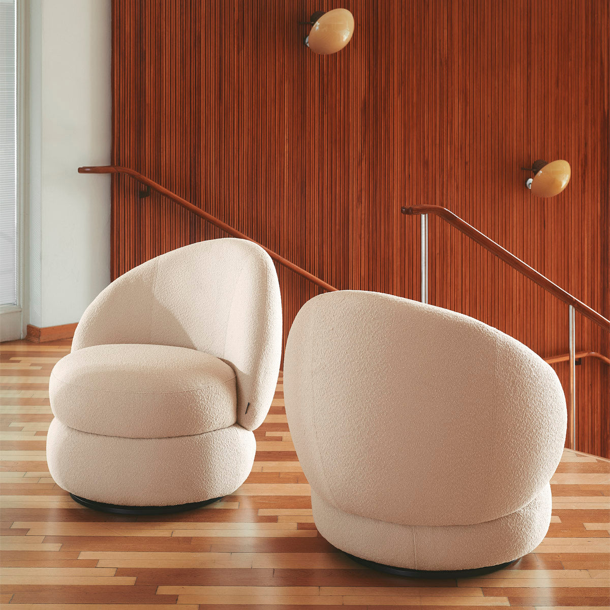 Alma Boucle Swivel Armchair