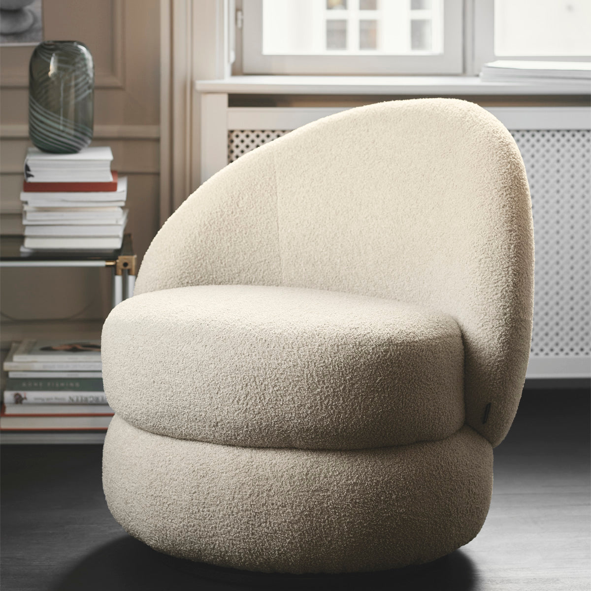 Alma Boucle Swivel Armchair