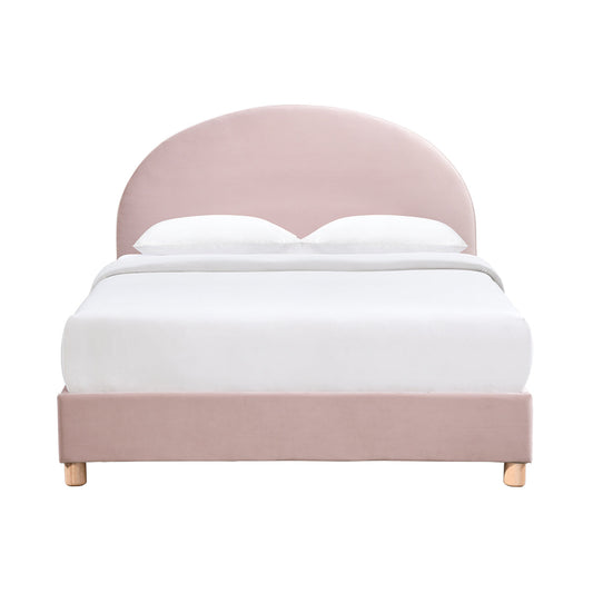 Archie Velvet Double Bed (Blush)
