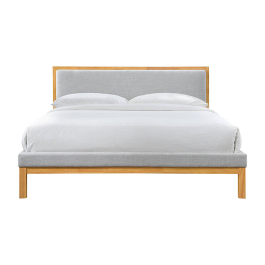 Amelia King Bed (Oak, Light Grey)