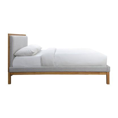 Amelia King Bed (Oak, Light Grey)