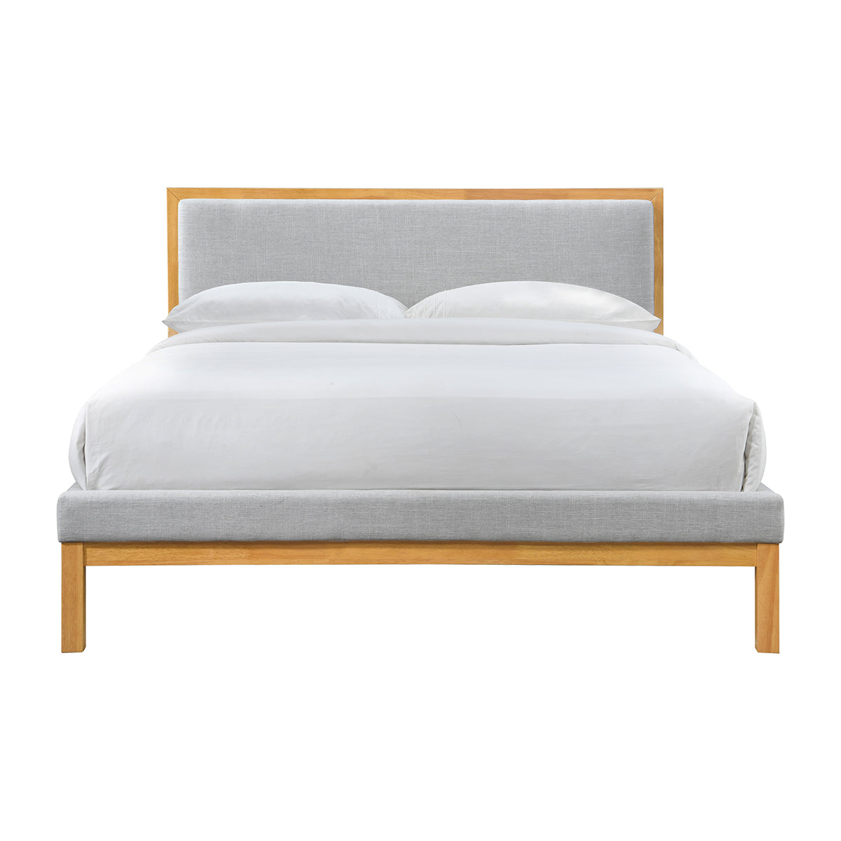 Amelia Queen Bed (Oak, Light Grey)
