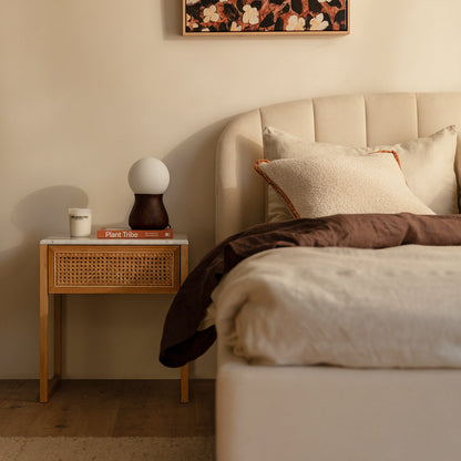 Avalon Marble Rattan Bedside Table