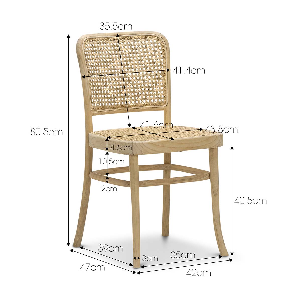 Bentwood Rattan Dining Chair (Set of 2)