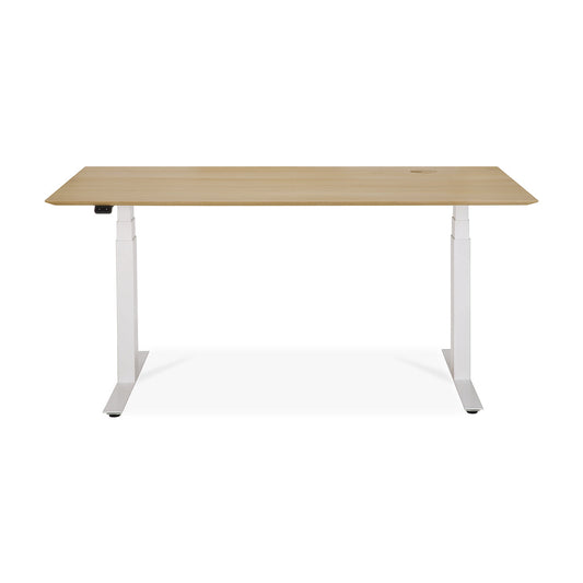 Bok Rectangle Adjustable Desk with Cable management EU (Oak, White, 160cm)