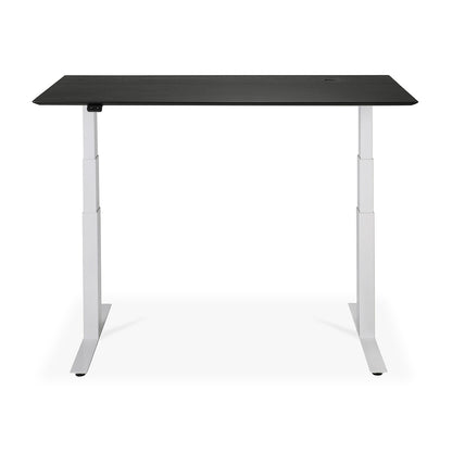 Bok Rectangle Adjustable Desk with Cable management UK (Oak Black, White, 140cm)