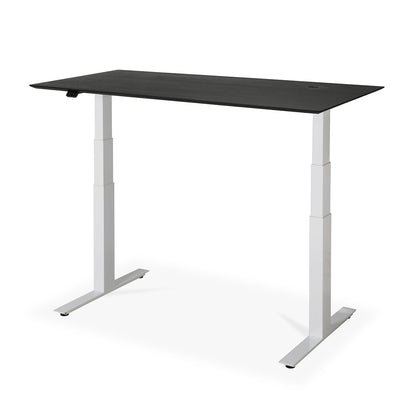 Bok Rectangle Adjustable Desk with Cable management UK (Oak Black, White, 140cm)