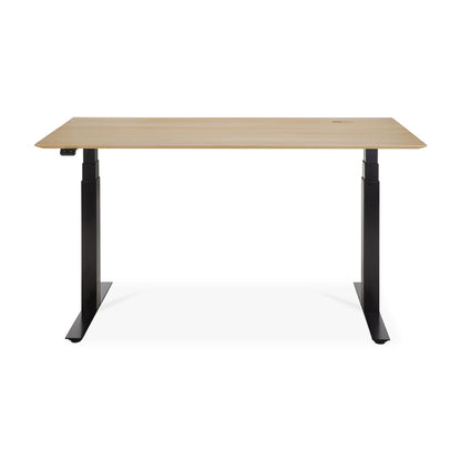 Bok Rectangle Adjustable Desk with Cable management UK (Oak, Black, 140cm)