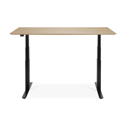 Bok Rectangle Adjustable Desk with Cable management UK (Oak, Black, 160cm)