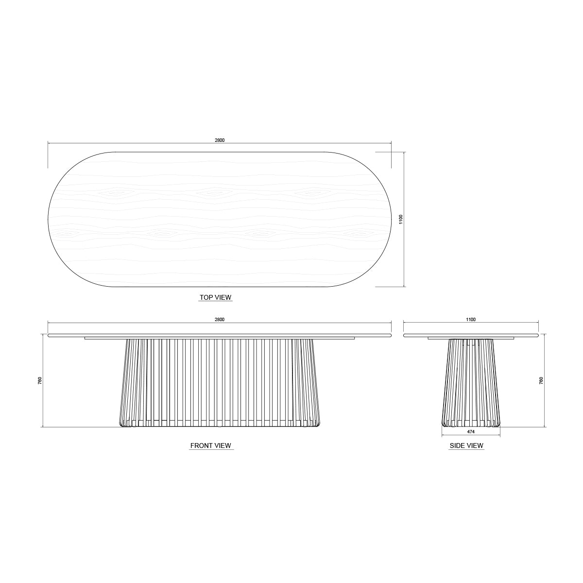 Casablanca Oval Dining Table (280cm)