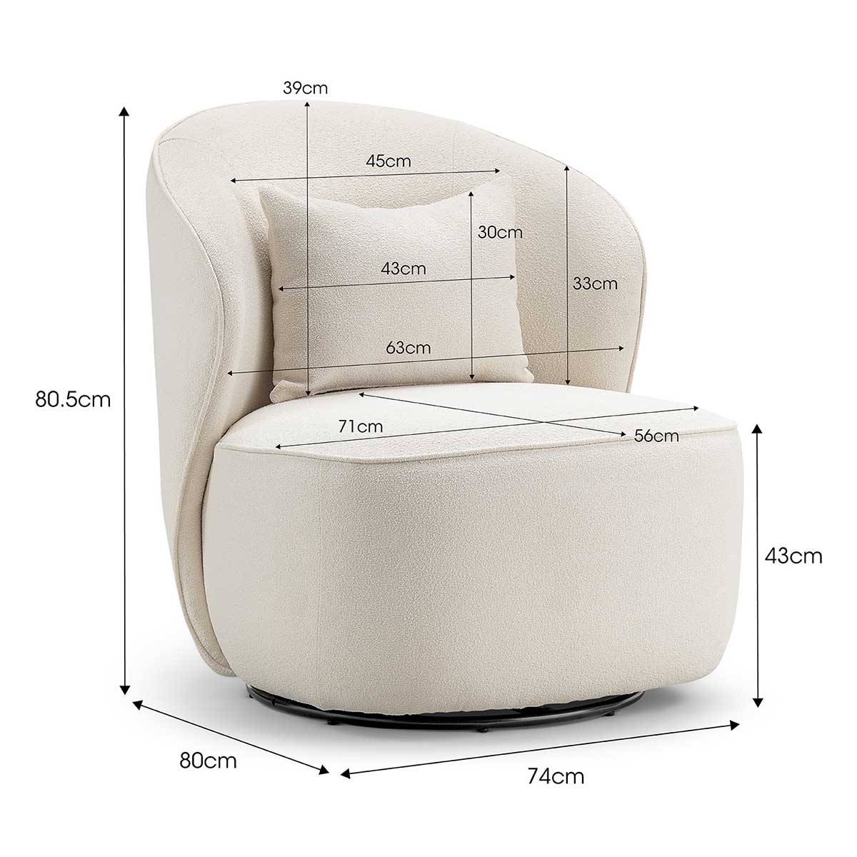 Atlas Boucle Swivel Lounge Chair