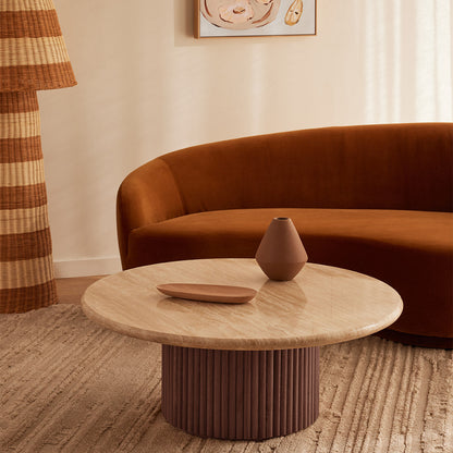 Cosmos Coffee Table (Walnut, Travertine, 100cm)