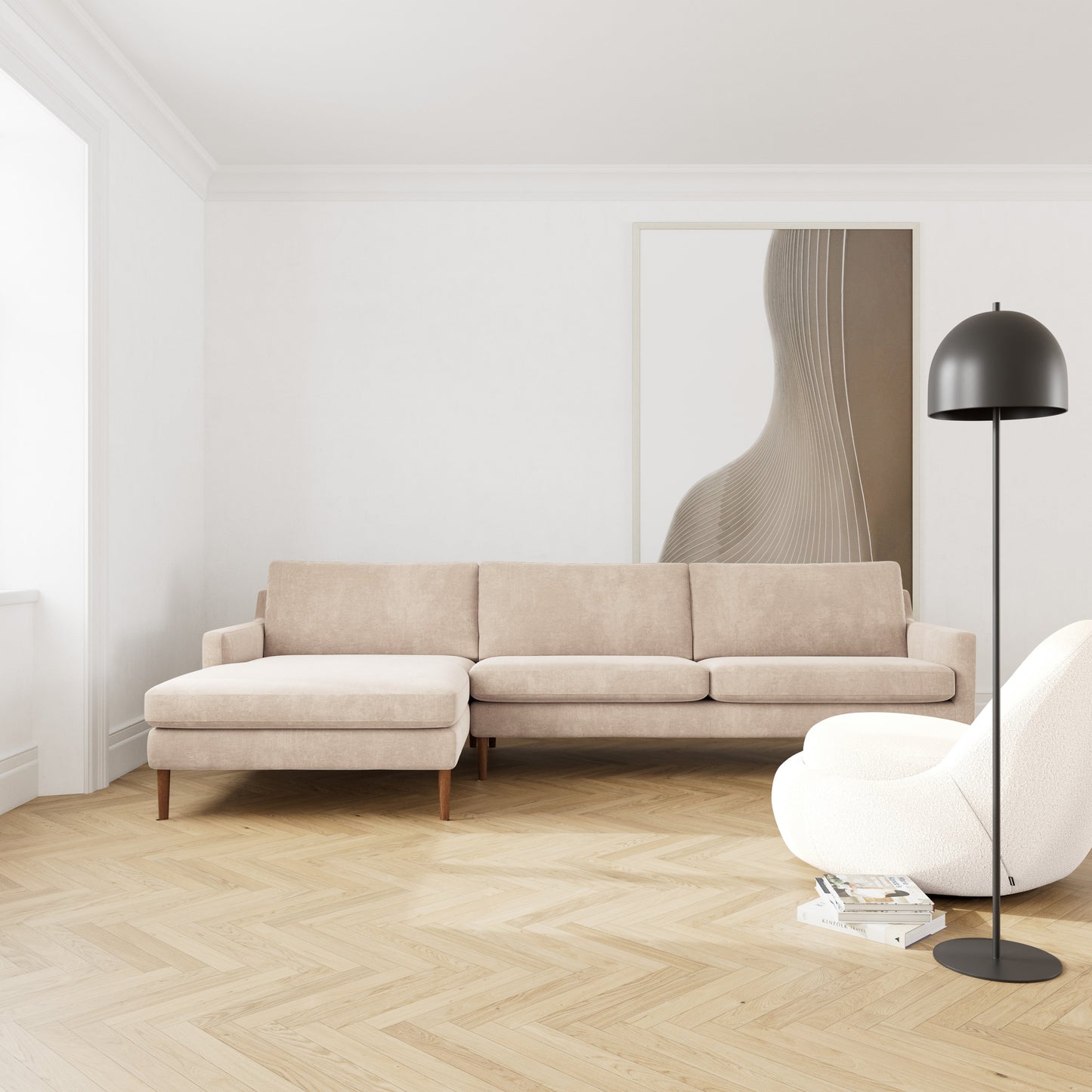 Astha Fabric Left Chaise Sofa