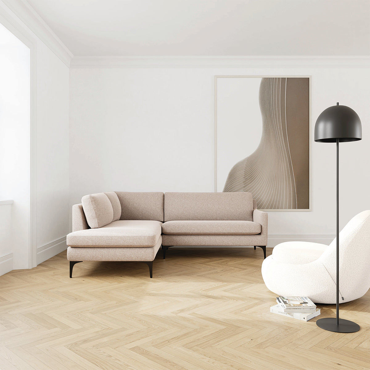 Astha Fabric Left Corner Sofa