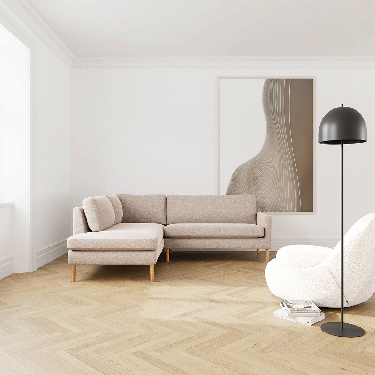 Astha Fabric Left Corner Sofa