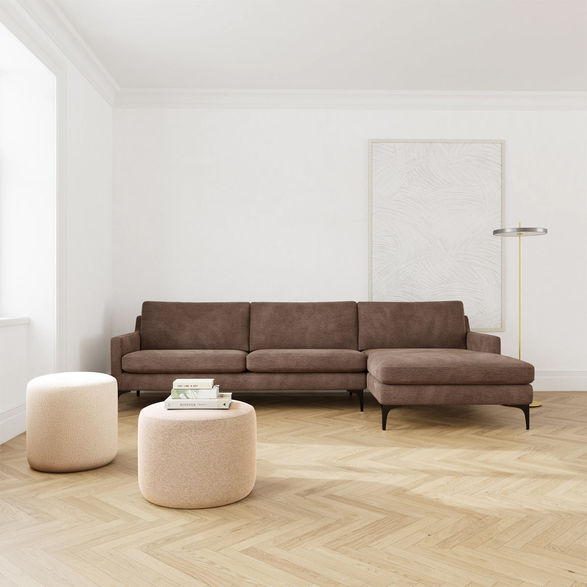 Astha Fabric Right Chaise Sofa