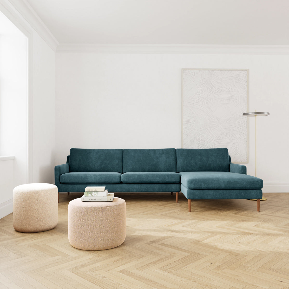 Astha Fabric Right Chaise Sofa