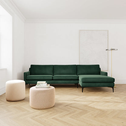 Astha Velvet Right Chaise Sofa