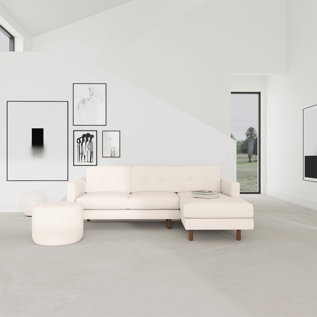 Conrad Boucle Right Chaise Sofa