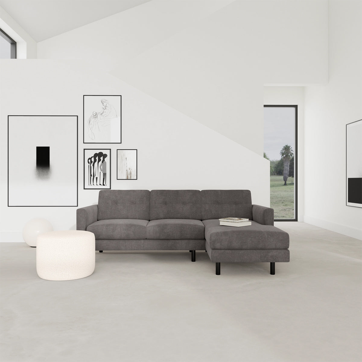 Conrad Fabric Right Chaise Sofa