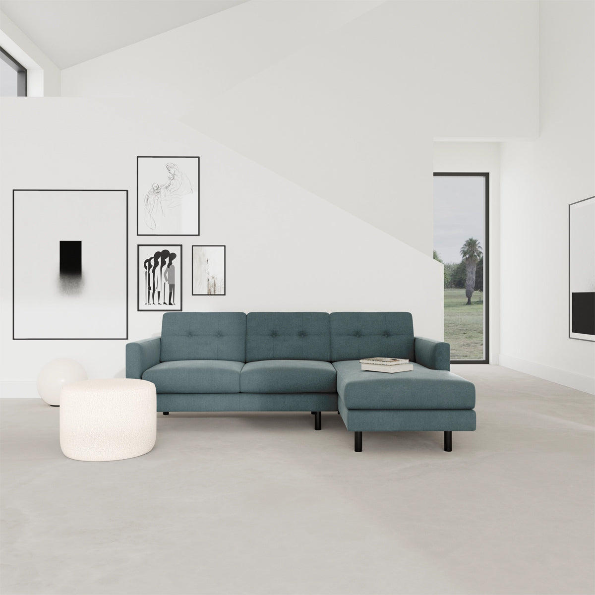 Conrad Fabric Right Chaise Sofa