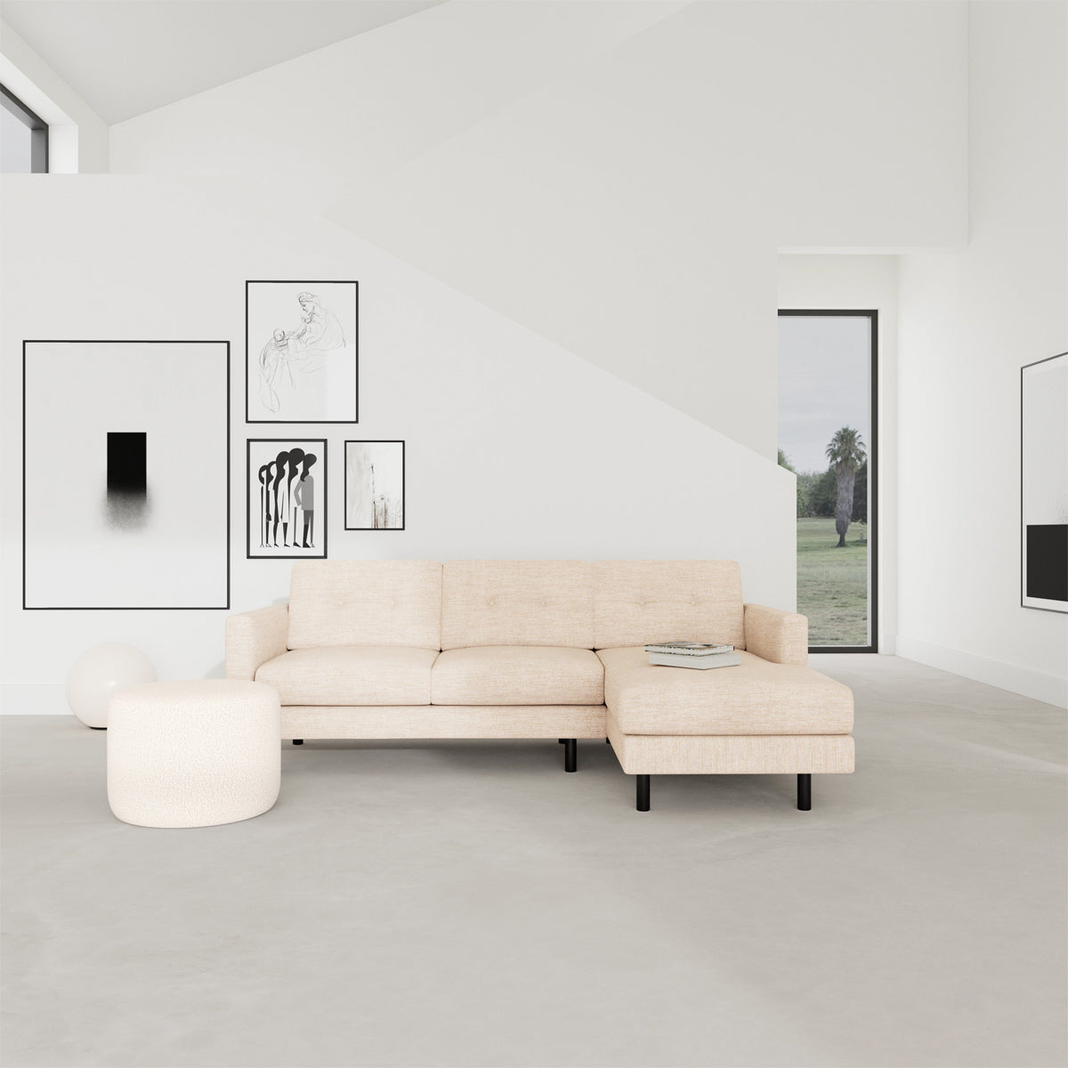 Conrad Fabric Right Chaise Sofa