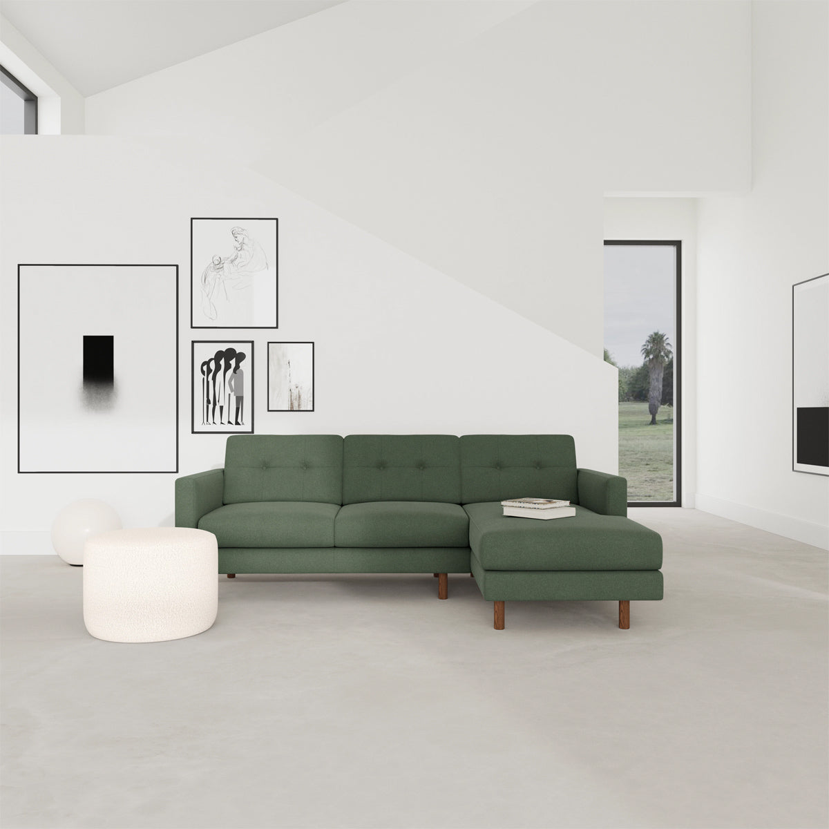 Conrad Fabric Right Chaise Sofa